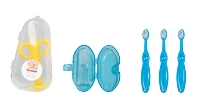 Sanitral Toothbrush Kit- Blue 0-2 Year Set of 3