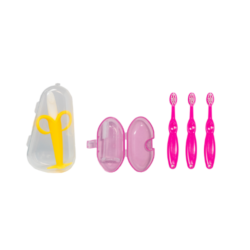 Sanitral Toothbrush Kit- Pink 0-2 Years-Set Of 3