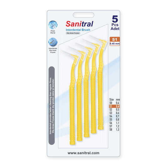 Angle Interdental Brush — Yellow 0.45mm