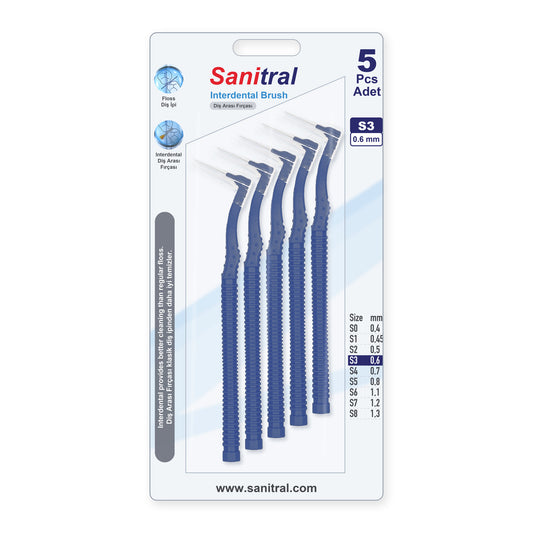 Angle Interdental Brush — Blue 0.6mm