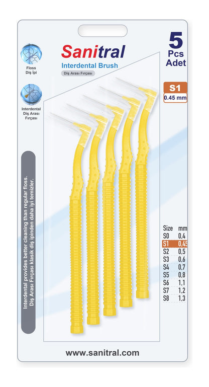 Angle Interdental Brush — Yellow 0.45mm