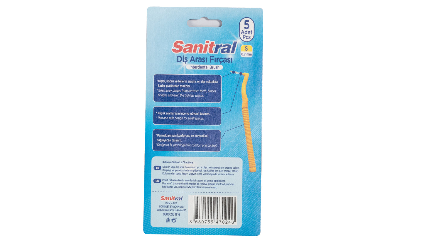 Sanitral ‘Angle’ Yellow Interdental Brush + 0.7mm