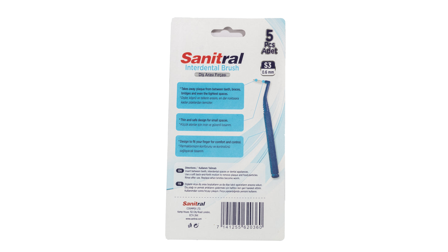 Sanitral ‘Angle’ Blue Interdental Brush + 0.6mm