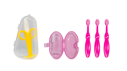 Sanitral Toothbrush Kit- Pink 0-2 Years-Set Of 3