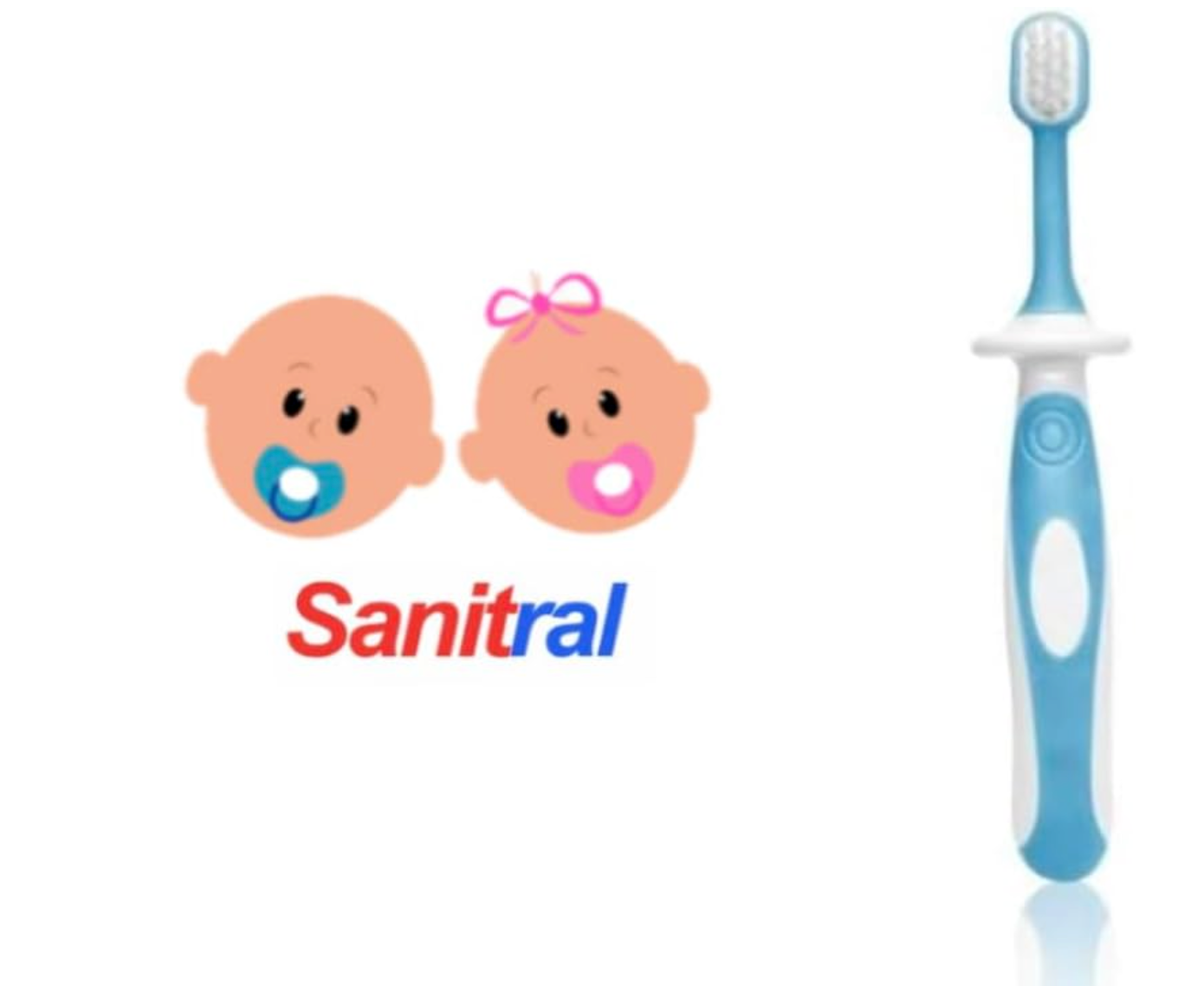 Sanitral Baby's First Toothbrush Kit - Step by Step 0-2 Years - Safety-Tested & BPA-Free 3-Pack (Finger, Silicone, Toddler Toothbrushes) - Blue