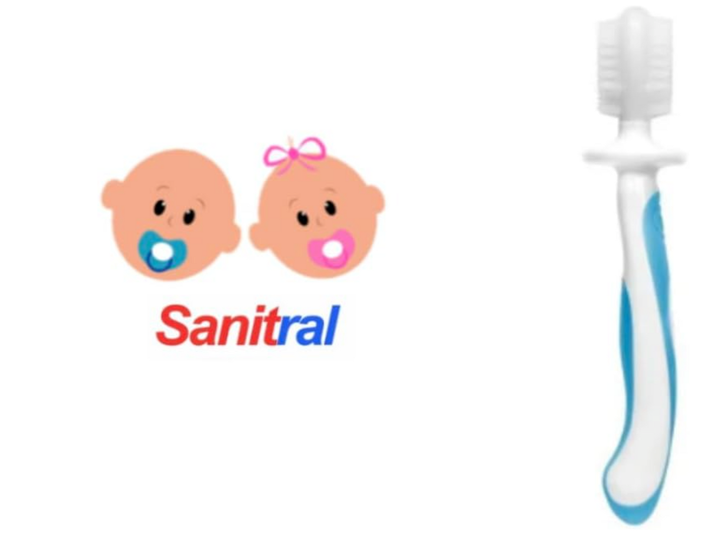 Sanitral Baby's First Toothbrush Kit - Step by Step 0-2 Years - Safety-Tested & BPA-Free 3-Pack (Finger, Silicone, Toddler Toothbrushes) - Blue