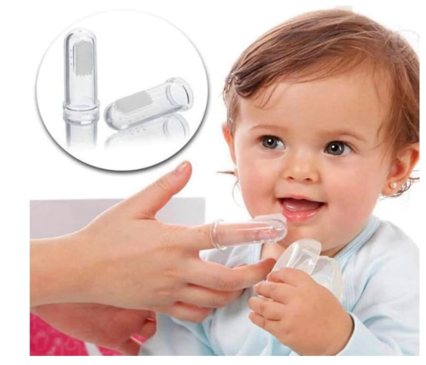 Sanitral Baby's First Toothbrush Kit - Step by Step 0-2 Years - Safety-Tested & BPA-Free 3-Pack (Finger, Silicone, Toddler Toothbrushes) - Blue