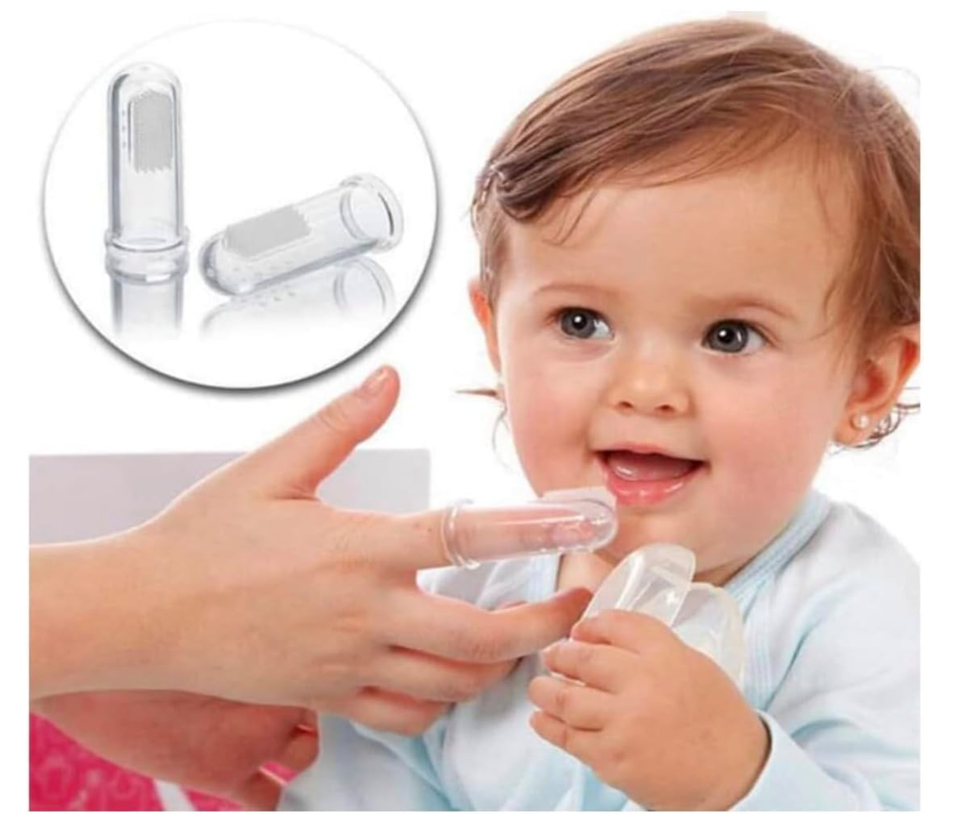 Sanitral Baby's First Toothbrush Kit - 0-2 Years - 3-Pack (Finger, Silicone, Toddler) - Pink, Safety-Tested & BPA-Free