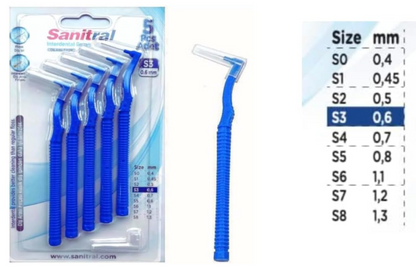 Sanitral ‘Angle’ Blue Interdental Brush + 0.6mm