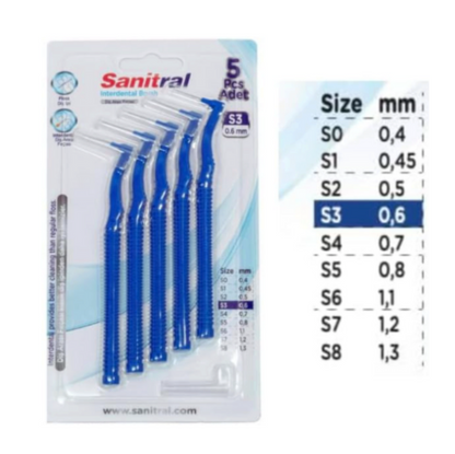 Sanitral ‘Angle’ Blue Interdental Brush + 0.6mm