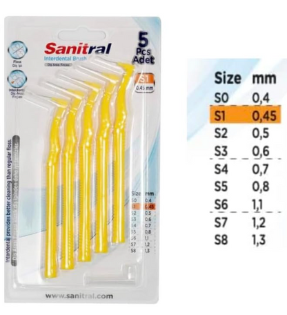 Sanitral ‘Angle’ Yellow Interdental Brush +0.45mm