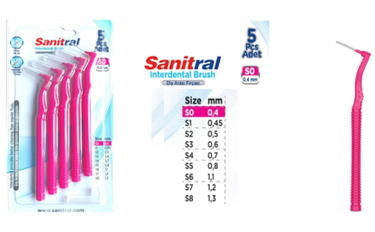 Sanitral ‘Angle’ Pink Interdental Brush + 0.4mm