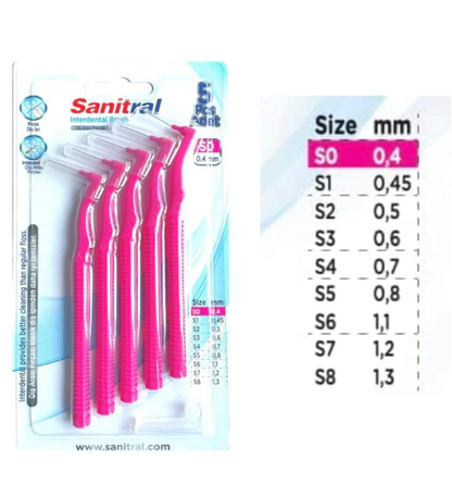 Sanitral ‘Angle’ Pink Interdental Brush + 0.4mm