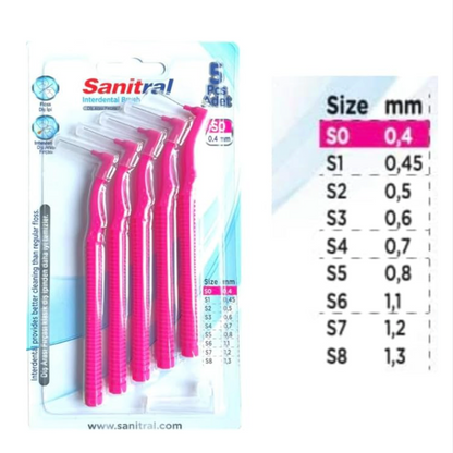 Sanitral ‘Angle’ Pink Interdental Brush + 0.4mm
