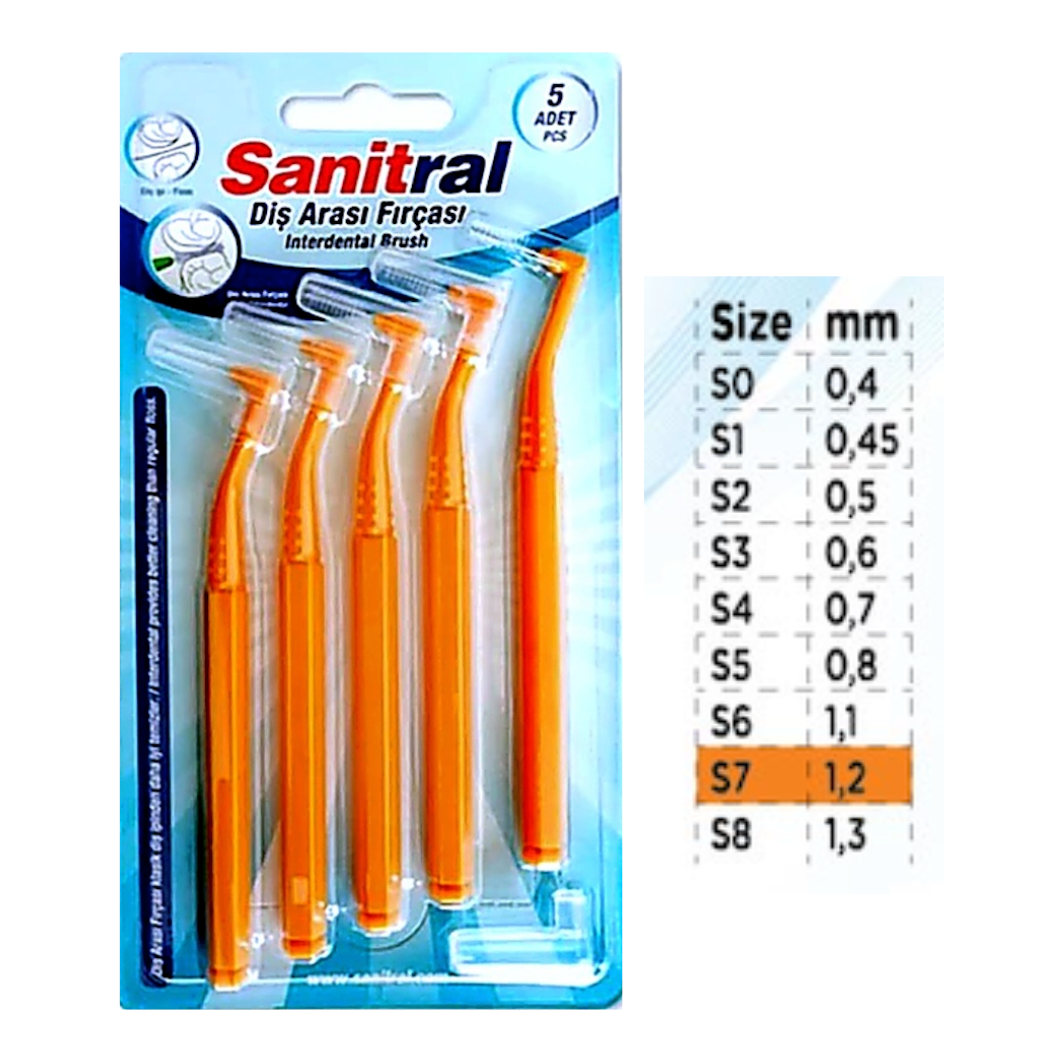Sanitral ‘Angle’ Orange  Interdental Brush + 1.2mm