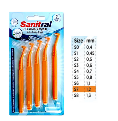 Sanitral ‘Angle’ Orange  Interdental Brush + 1.2mm