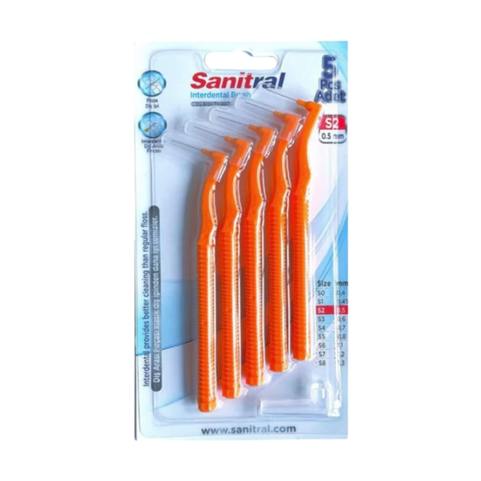 Sanitral Angle Interdental Brush Orange 0.5mm — Pack of 5