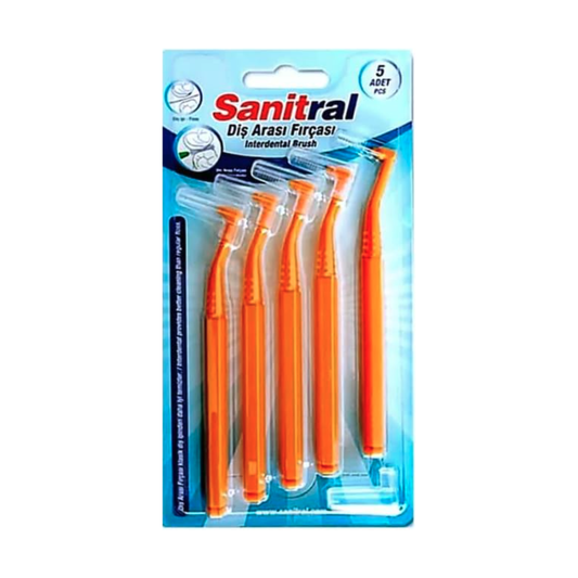 Sanitral Angle Interdental Brush Orange 1.2mm — Pack of 5