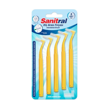 Sanitral Angle Interdental Brush Yellow 0.7mm — Pack of 5