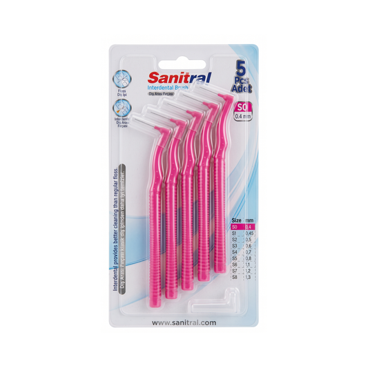 Sanitral interdental brush pink 0.4mm 5 pcs blister pack